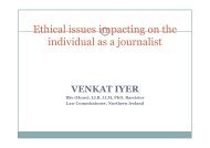 Ethical issues impacting on the individual as a journalist