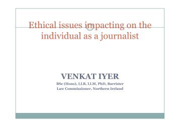 Ethical issues impacting on the individual as a journalist