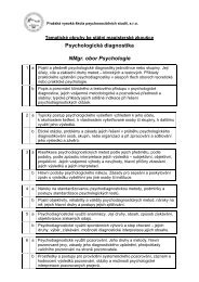 Psychologická diagnostika NMgr obor Psychologie