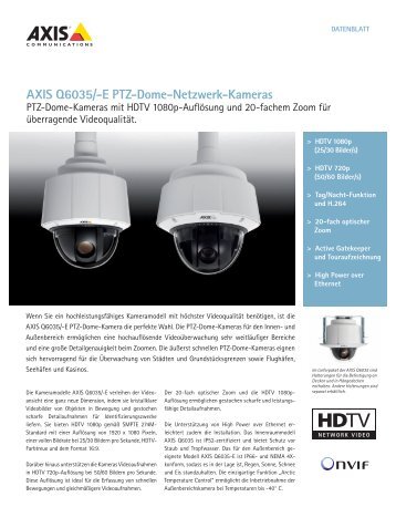 AXIS Q6035/-E PTZ-Dome-Netzwerk-Kameras - Axis Communications