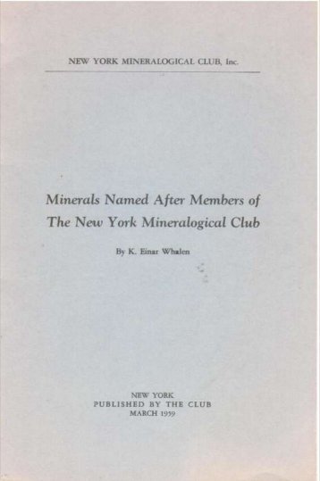 9-1959 Minerals Named After Members of the NYMC by K. E. Whalen