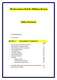 The Recruitment Pack for Childcare Services Table of Contents
