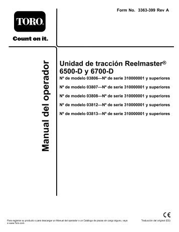 Unidad de tracción Reelmaster 6500-D y 6700-D