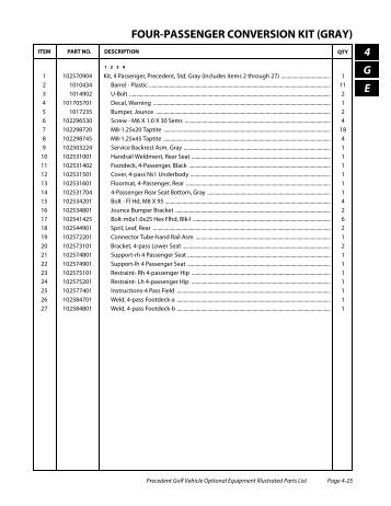 FOUR-PASSENGER CONVERSION KIT (GRAY) 4 G E D