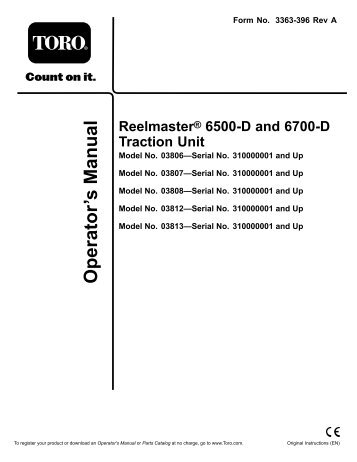 Reelmaster 6500-D and 6700-D Traction Unit