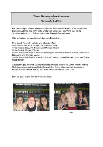 Wiener Meisterschaften Schwimmen - WAT Behindertensport
