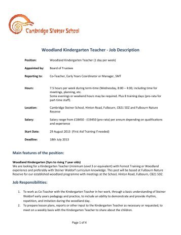 kindergarten cover letter