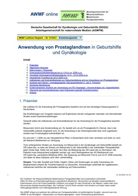 015-031 S1 Anwendung von Prostaglandinen in ... - AWMF