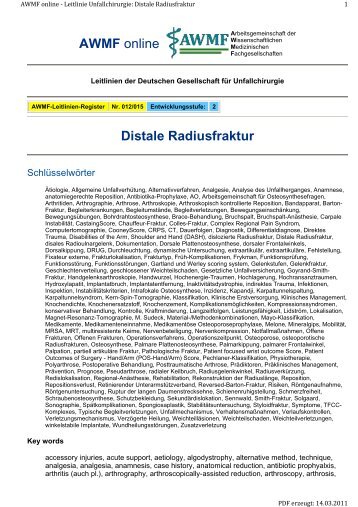 Distale Radiusfraktur AWMF online