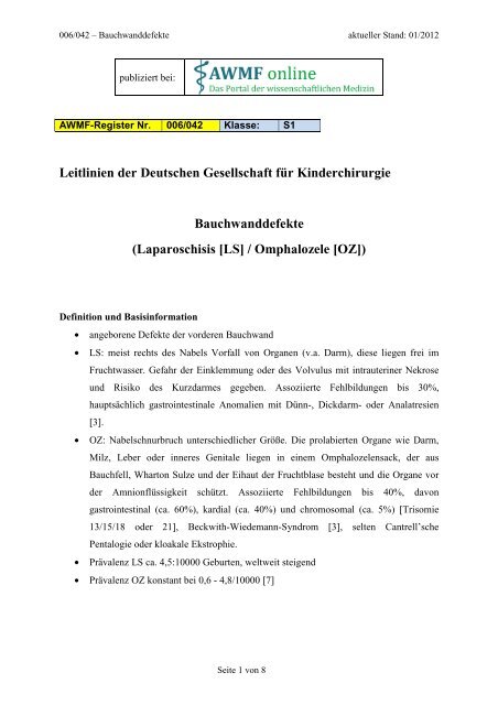Awmf Germany Awmf Leitlinien Kreuzschmerz , Nationale VersorgungsLeitlinie ...