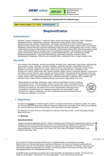 012-016 S1 Skaphoidfraktur 05-2008 05-2013 - AWMF