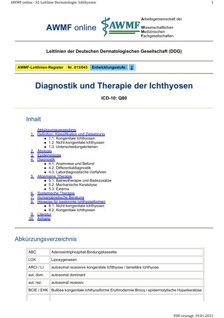 Diagnostik und Therapie der Ichthyosen AWMF online