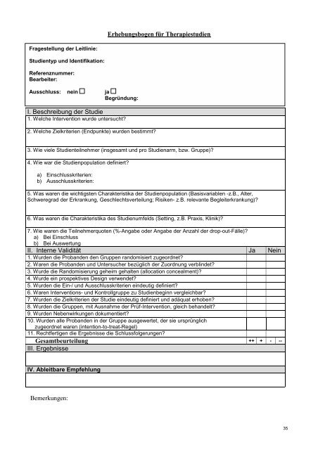 Deutsche Leitlinie zur Diagnostik und Therapie der ... - AWMF