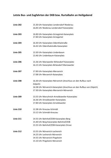 Letzte Bus- und Zugfahrten der DKB bzw. Rurtalbahn an ... - AVV