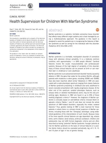 Health Supervision for Children With Marfan Syndrome ... - Pediatrics