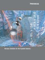 Heraeus Solutions for the Cyanide Industry