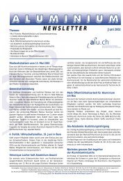 NEWSLETTER - Aluminium-Verband Schweiz