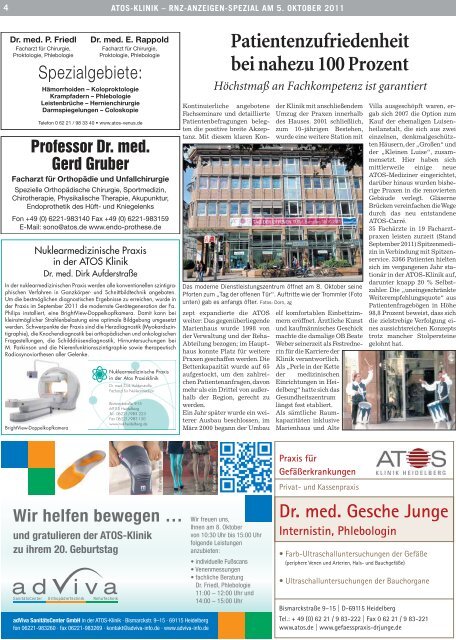 rnz-anzeigen-spezial, 5. oktober 2011 - ATOS Klinik Heidelberg