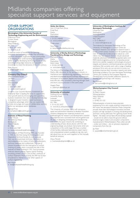 Capabilities of Midlands Aerospace Companies 2011 - 2012