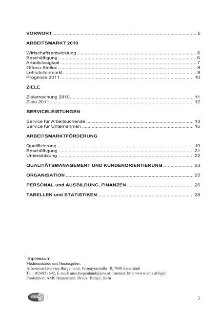 Geschäftsbericht 2010 - Arbeitsmarktservice Österreich