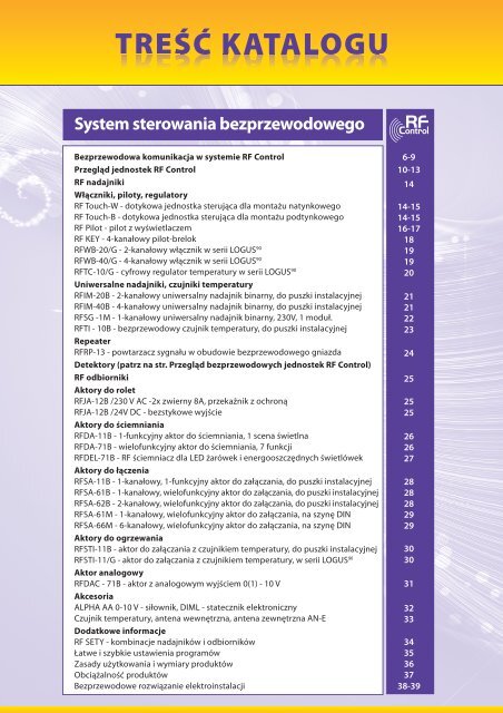 SYSTEM STEROWANIA BEZPRZEWODOWEGO www.rf-control.pl