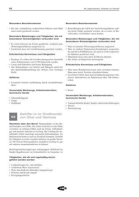 126 einfache Hilfs- und Anlernberufe - Arbeitsmarktservice Österreich