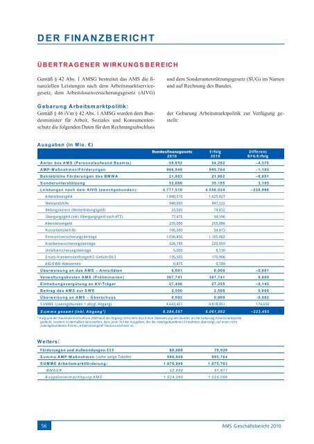 AMS Geschäftsbericht 2010 - Arbeitsmarktservice Österreich