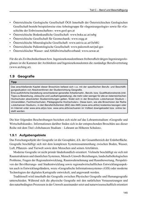 AMS Jobchancen Studium 2010/2011 - Naturwissenschaften