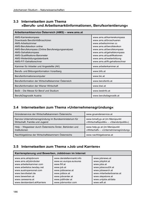 AMS Jobchancen Studium 2010/2011 - Naturwissenschaften