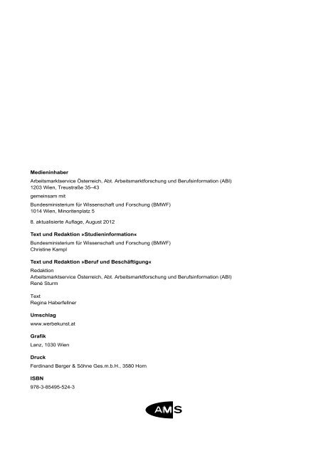 AMS Jobchancen Studium 2010/2011 - Naturwissenschaften