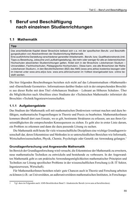 AMS Jobchancen Studium 2010/2011 - Naturwissenschaften