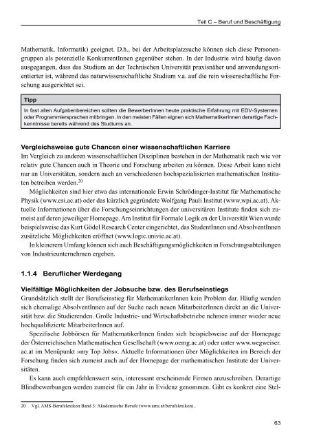 AMS Jobchancen Studium 2010/2011 - Naturwissenschaften