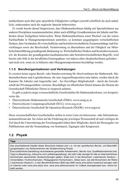 AMS Jobchancen Studium 2010/2011 - Naturwissenschaften