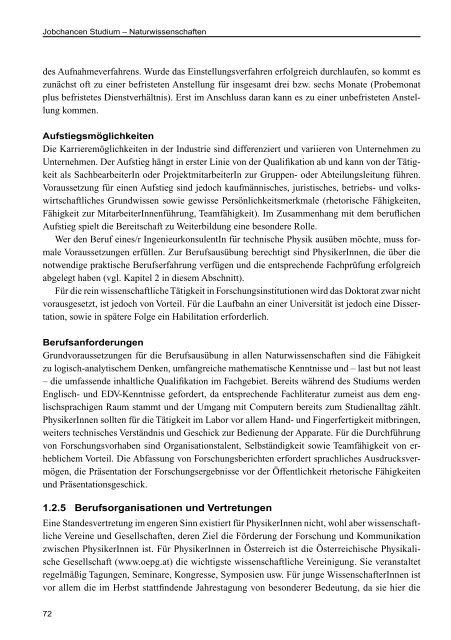 AMS Jobchancen Studium 2010/2011 - Naturwissenschaften