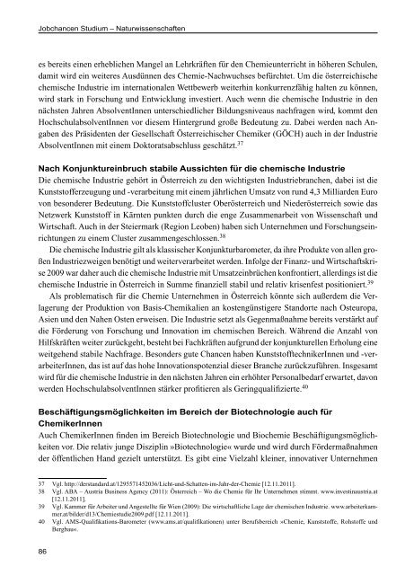 AMS Jobchancen Studium 2010/2011 - Naturwissenschaften