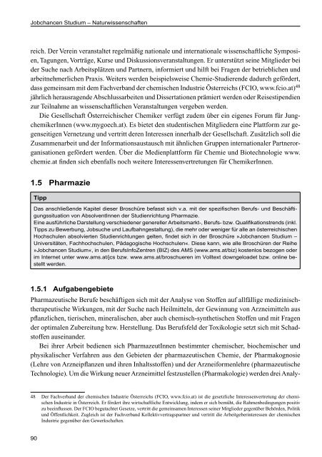 AMS Jobchancen Studium 2010/2011 - Naturwissenschaften