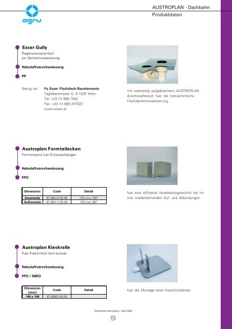 AUSTROPLAN - Dachbahn - AGRU Kunststofftechnik GmbH