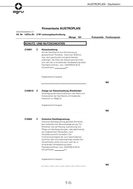 AUSTROPLAN - Dachbahn - AGRU Kunststofftechnik GmbH