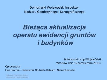 Bieżąca aktualizacja operatu ewidencji gruntów i budynków