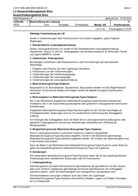 Ausschreibungs-LV (LV\HT-009+ABK-EDS-005\ELCO)