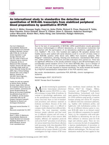 An international study to standardize the detection ... - Haematologica