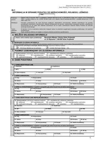 in-1 informacja w sprawie podatku od nieruchomoÅci, rolnego ...