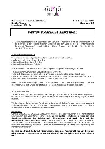 WETTSPIELORDNUNG BASKETBALL