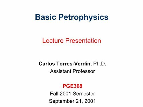 Basic Petrophysics