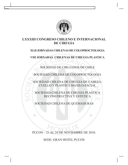 lxxxiii congreso chileno e internacional de cirugia - Sociedad de ...