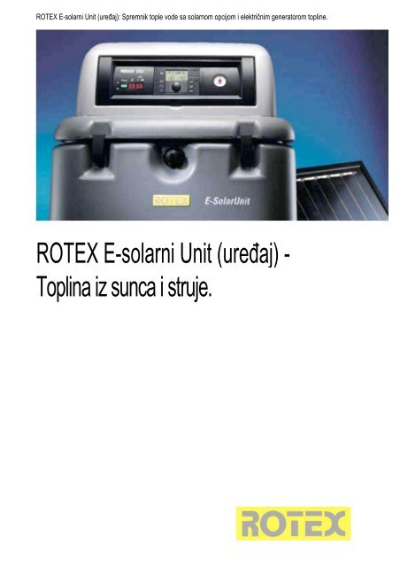 ROTEX E-solarni Unit (uređaj) - Toplina iz sunca i struje