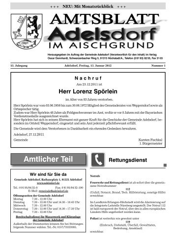 Krank! Was nun? Medizinische Hilfe - Die Gemeinde Adelsdorf