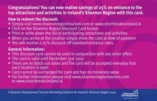 Shannon Region Discount Card