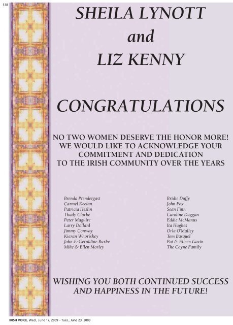 “THE 75 MOST INFLUENTIAL WOMEN” FROM EVERYONE AT LIFFEY VAN LINES