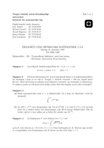 EKSAMEN I FAG SIF5003/5004 MATEMATIKK 1/1A